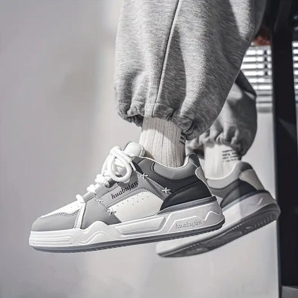 Men'S Skate Sneakers - All-Season Low-Top Skateboard Shoes with Thick Cushioned PVC Sole,