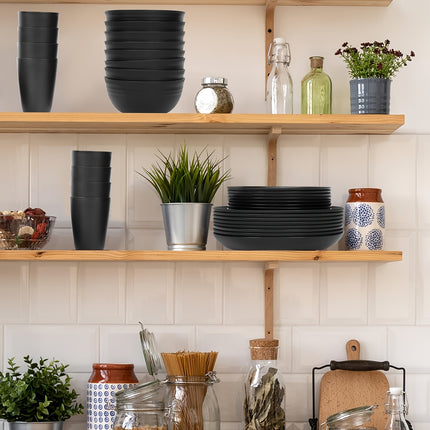 Premium Family Outdoor Dinnerware Set  16 Unbreakable Pieces, Microwave - and Dishwasher 4 Bowls and 4 Cups
