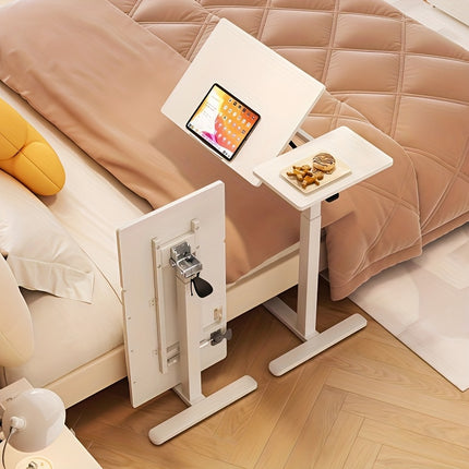 Height-Adjustable Laptop Desk with Tilting Desktop & Hidden Wheels