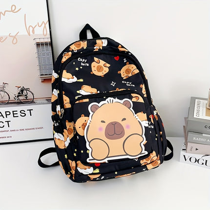 A Cute Capybara Patterned Backpack with Large Capacity, Stylish for School And Travel, a Perfect Double Shoulder Bag.