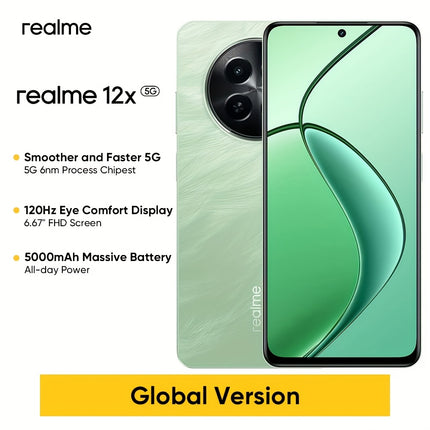 Realme 12X 5G 6GB+128GB 5G LTE, Global Version, Unlocked Cellphone, Android 14 Smartphone 50MP AI