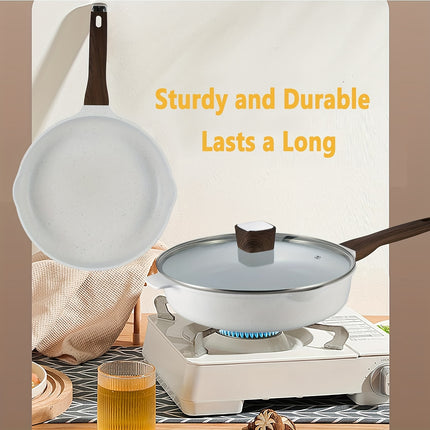 13pcs Pots and Pans Set, Nonstick White Granite Set, Cookware Sets Suitable for Gas, Electric