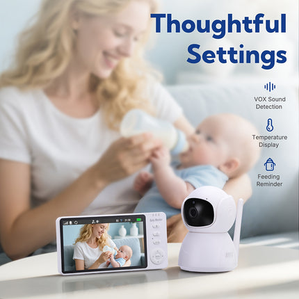 Gisay 5.0-inches Monitor with Night Vision, Two-Way Talk, Temperature Monitoring, and PTZ Remote Control