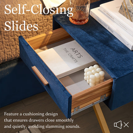 Luxury King/Queen Bed Frame With Built-in Gold LED Lights And Nightstands,