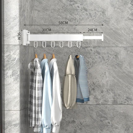 Folding Clothes Hanger Wall Mount Retractable Cloth Drying Rack Indoor & Outdoor Space Saving Aluminum Home Laundry Clothesline