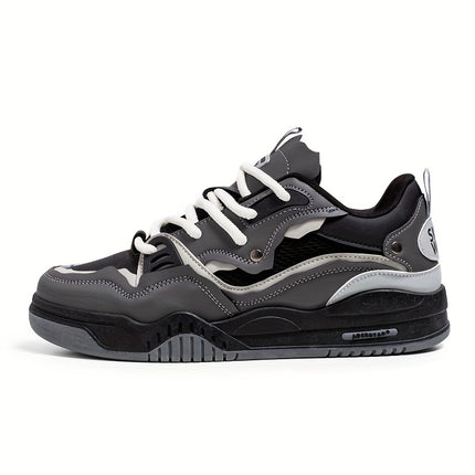Men's Skateboard Shoes Breathable Sneakers with Lace-Up Closure, Non-Slip Rubber Sole