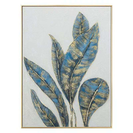 Handmade Oil Painting Canvas Wall Art Decoration Green Plants Abstract Texture Golden And Green Banana Leaves For Home Living Room Decor Rolled Frameless Unstretched Painting