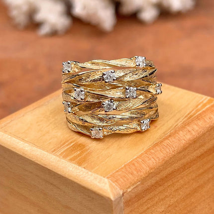 Star Zircon Bird's Nest Winding Vine Ring For Women