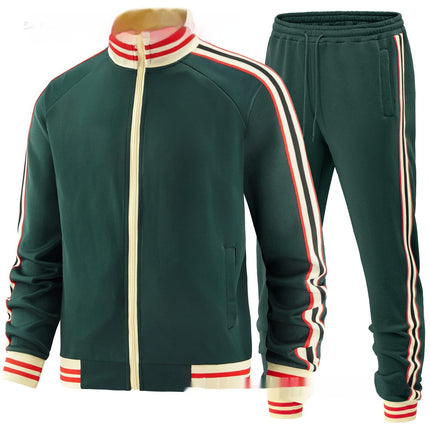 Men's Casual Sports Suit Color Matching Two-piece Set