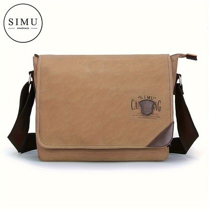 Men's Canvas Messenger Bag - Large Capacity, Adjustable Strap, Casual Flip-Top Shoulder Satchel
