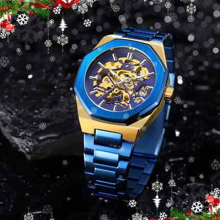 Fashion Men's Luxury Automatic Mechanical Watch - Stainless Steel Black Dial, Alloy Case, Alloy Dial,