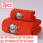ZW723 Orange Valentine Kitten / 1 pc 34*75cm+1 pc 70*140cm