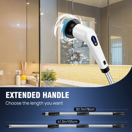 Electric Rotary Scrubber Cordless Shower Cleaner Bathroom Cleaning Brush With Adjustable Telescopic