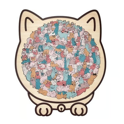 Morandi Cat-shaped Wooden Puzzle