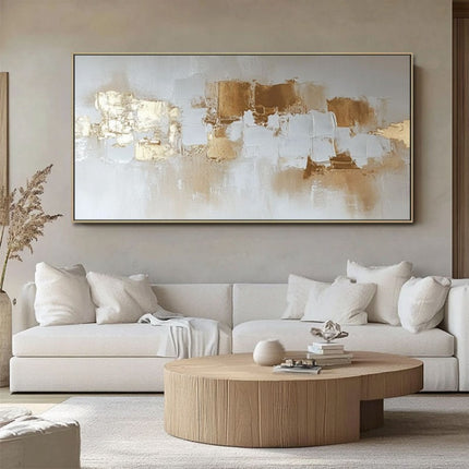 Handpainted Abstract Golden Oil Painting On Canvas Nordic Style Wall Art Picture Mural For Room Modern Home Decor