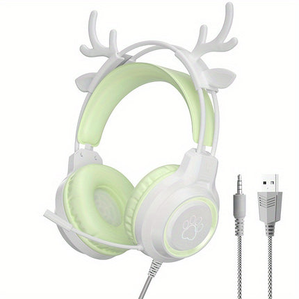 Esports-Pro Wired Gaming Headset Compatible for PC/Laptop Wired Over-Ear Headphones with Detachable Cat