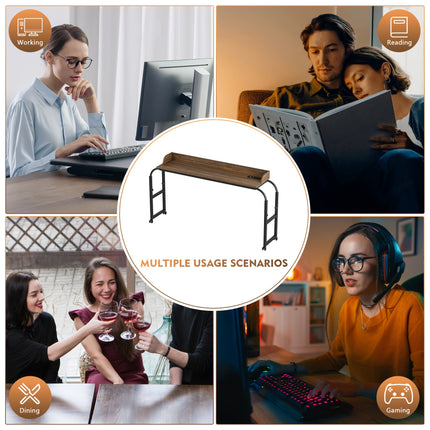 Modern LED Overbed Table with Charging Station & Smart Sensor