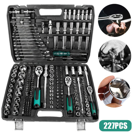 227pcs Ratchet Wrench Set Durable Carbon and Plastic Tool Kit for Car Repair, Home Maintenance,
