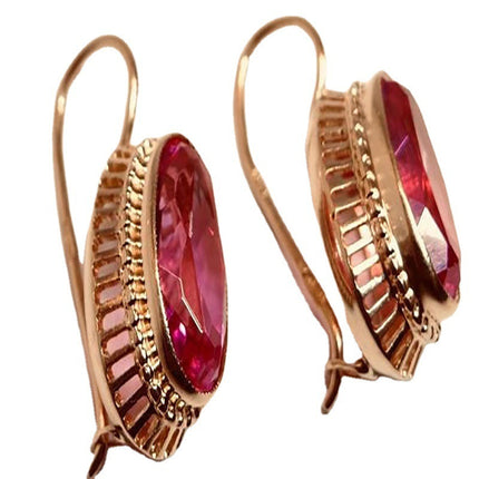 Fashionable Simple 18k Golden Hollow C- Type Red Gem Keel Ear Clip For Women