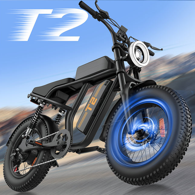 T2 Off-Road E-Bike for Adults: 120KM Range, 250W 25KM/H Motor, Removable Battery,