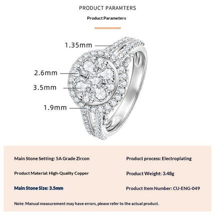 Fashionable, Light-luxury, Versatile, Niche Ring Featuring Faux Moissanite With A Four-prong Zircon Setting And Electroplated Finish