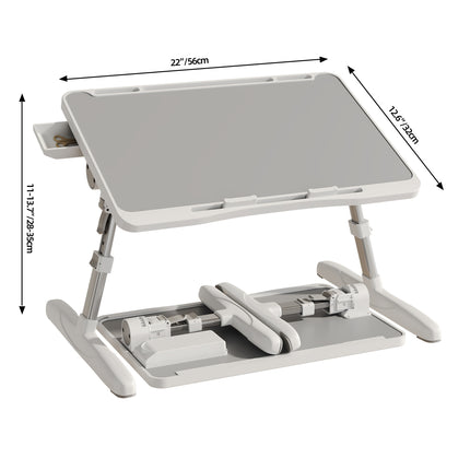 Adjustable Height Foldable Laptop Bed Table with Ergonomic Bedside Desk, Built-in Card Slot & Storage Drawer