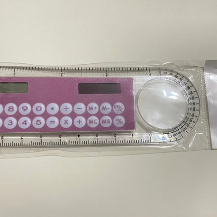 Wholesale Mini Color Multifunctional Student 10cm Ruler Solar Calculator