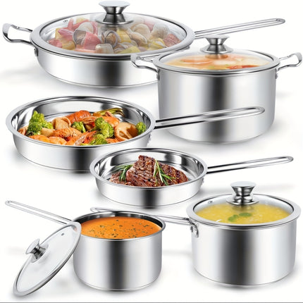 Cookware Set- Includes Ergonomic Handle Saucepans, Skillets, Dutch Oven