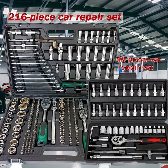 216/46pcs Tool Kit Set, Automotive Repair Tools, Multi-Functional Repair Kit, Socket Wrench,