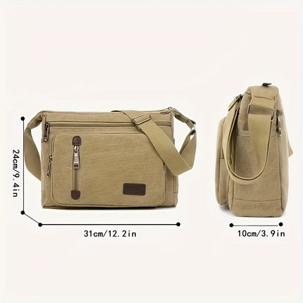Large Capacity Multi-Pocket Crossbody Shoulder Bag with Adjustable Strap - Heavy-Duty Casual Outdoor