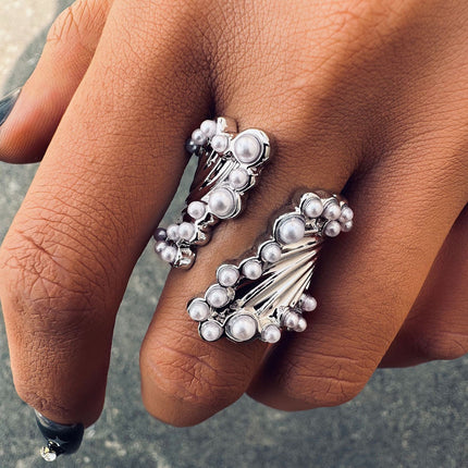 Luxury Wide Pearl Open Ring For Women