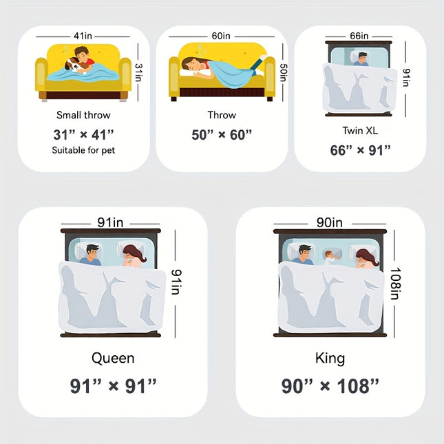 Super Soft Bubble Faux Rabbit Fur Blanket, Machine Washable, All-Season, Heavyweight Winter Blanket