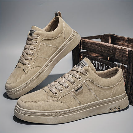 Men's Anti-Odor Anti-Slip Breathable -like Upper & Rubber Sole Work Shoes - Beige Low-Top Sneakers with Arch,