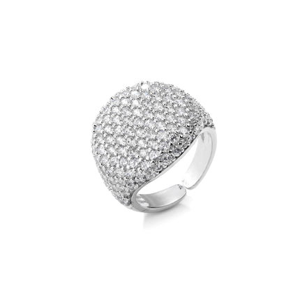 Full-diamond Round Open Geometric Zircon Ring