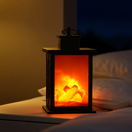 1pc Flameless Fireplace Lamp with Realistic Dancing Flame Effect, Portable Tabletop Indoor Decorative Light