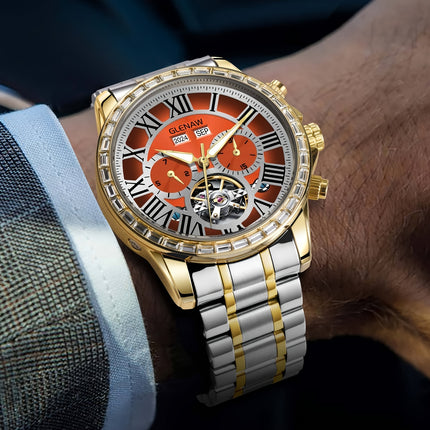 Men'S Automatic Watch, Roman Graduated Multifunction Multi-Dial Men'S Mechanical Watch With Year