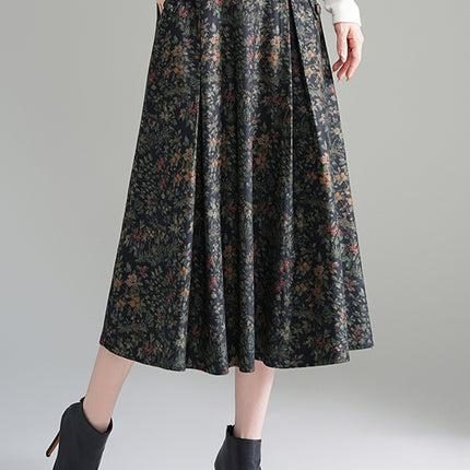 Women's Rabbit Dance (Mi Mi Dance) Print Midi Skirt A-Line Umbrella Skirt with Flared Hem