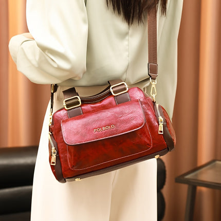Women'S Large Capacity Crossbody Bag - Heavy-Duty Zipper Closure, Elegant Brown
