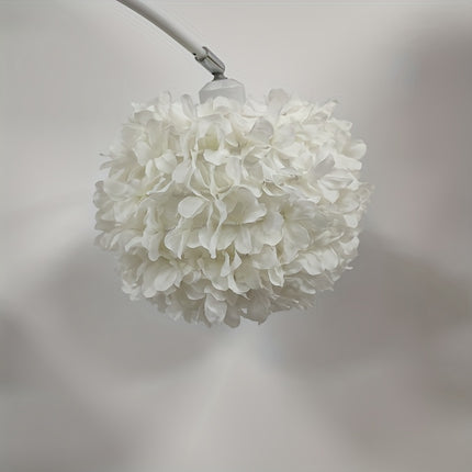 Fabric Three-Dimensional Flower Lampshade Made of Artificial Materials with Everlasting Flowers.