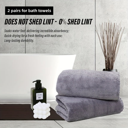 2 Pack Premium Bath Towel Set - Quick Drying - Microfiber Coral Velvet Highly Absorbent Towels