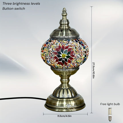 1pc Turkish-Moroccan Mosaic Usb-Powered Table Lamp - Bohemian Stained Glass Nightlight