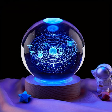 3D laser carved crystal ball colored night light, a holiday gift for family, friends, and colleagues,