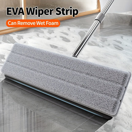 Mop and Bucket Set, Stainless Steel & Plastic, Manual, No Electricity Needed, with Wet and Dry Flat Mops