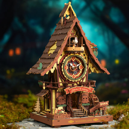 Cuckoo Clock Handmade DIY Wooden Assembly Model Building Block Toy