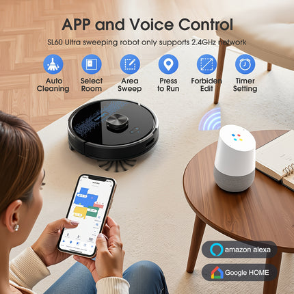 Robot Vacuum Cleaner And Mop Combo 4500Pa, SL60Ultra/MAX Robotic Vacuum, Self-Charging