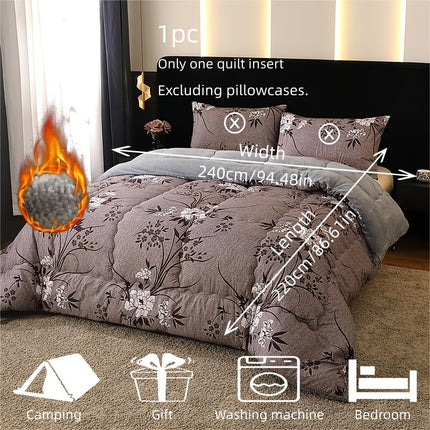 1pc Luxury Dark Grey Purple Floral Bedspread