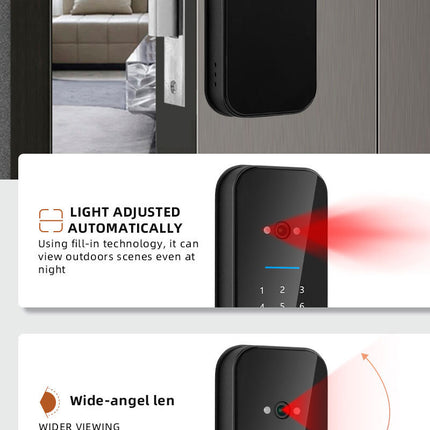 Cat Eye Camera Smart Fingerprint Password Timber Door Lock