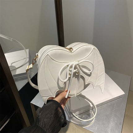 Heart Shape Bag Strap Design Bat Wings One Shoulder Crossbody Bag