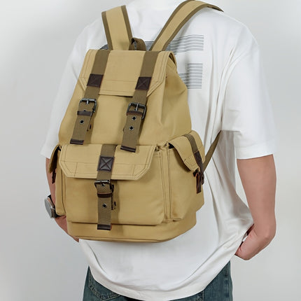 Canvas Backpack - Vintage Casual Travel Bag with Large Capacity, Adjustable Straps & Drawstring Detail