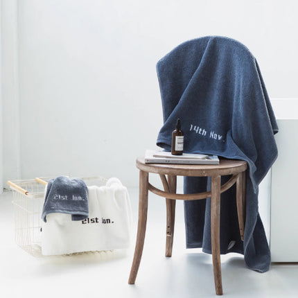 Customized Date Bath Towel, Birthday Embroidery